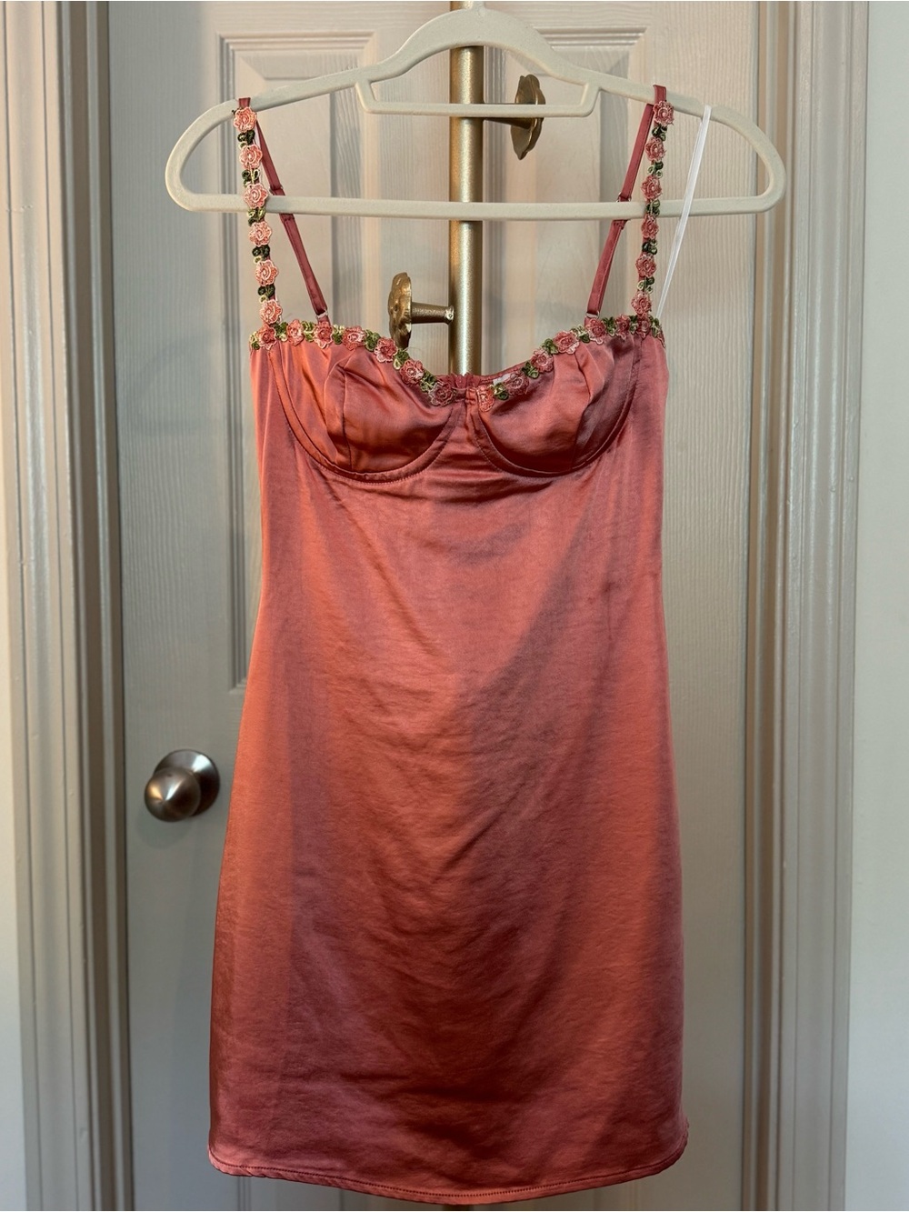 Princess Polly pink mini dress with floral strap detail